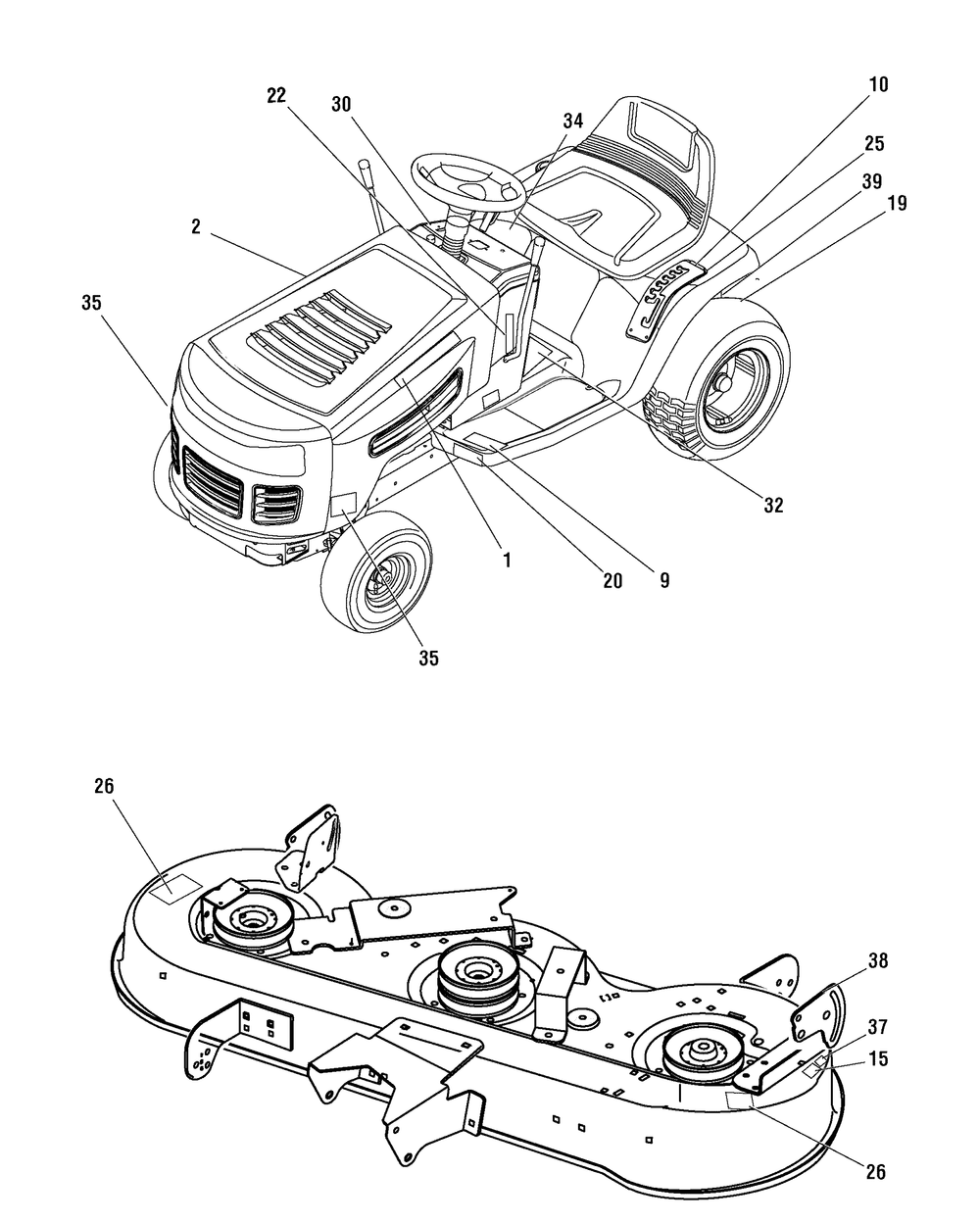 Decal Group Diagram and Parts List for 7800568-RT195460 2009 Briggs and Stratton Lawn Tractor